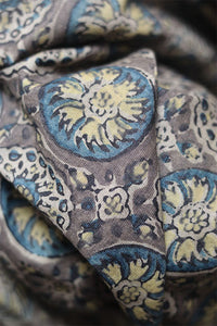 Natural Dye Block Print Tussar Silk Fabric