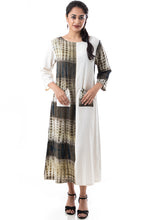 Load image into Gallery viewer, Natural Dyed &#39;GANGA JAMUNA&#39; Shibori Sleeved Dress