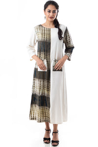 Natural Dyed 'GANGA JAMUNA' Shibori Sleeved Dress