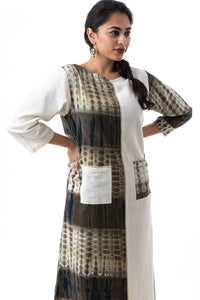 Natural Dyed 'GANGA JAMUNA' Shibori Sleeved Dress