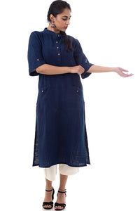 Natural Dyed Handwoven 'BOXI' Indigo Tunic