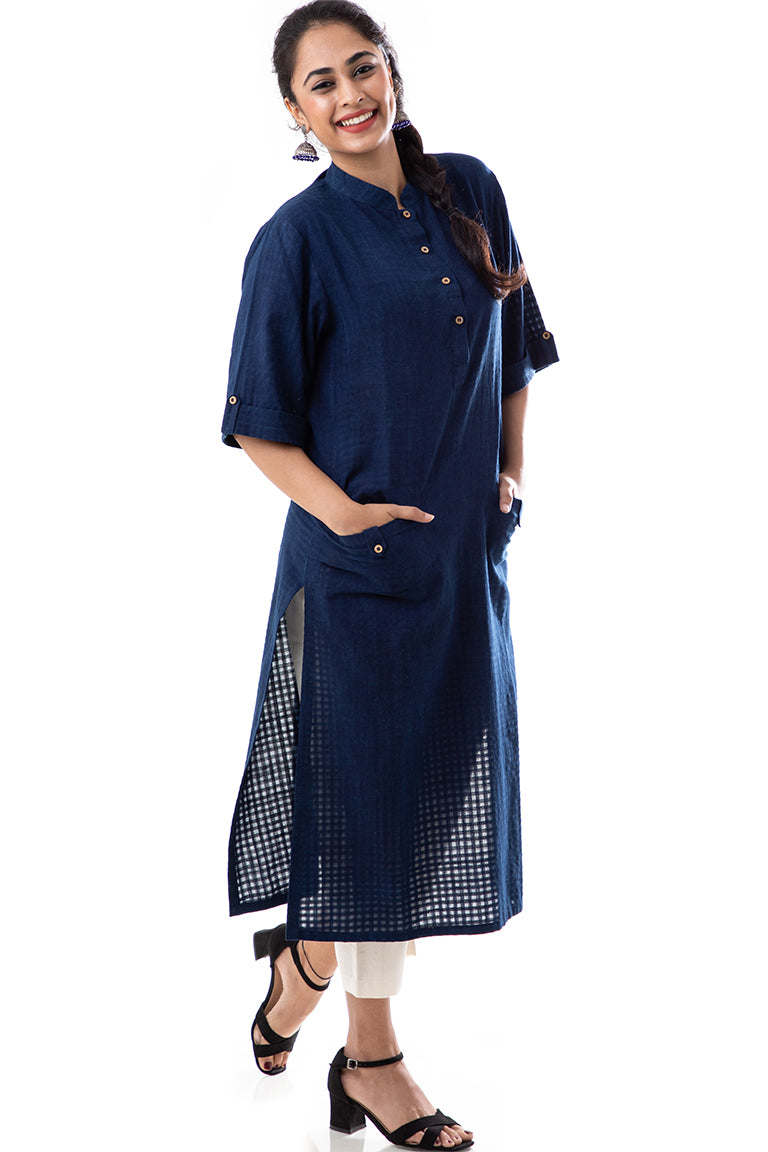 Natural Dyed Handwoven 'BOXI' Indigo Tunic