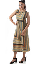 Load image into Gallery viewer, Natural Dye Hand Block Printed &#39;LITEE&#39; Stripe Dress