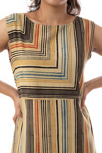 Natural Dye Hand Block Printed 'LITEE' Stripe Dress