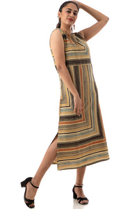 Natural Dye Hand Block Printed 'LITEE' Stripe Dress