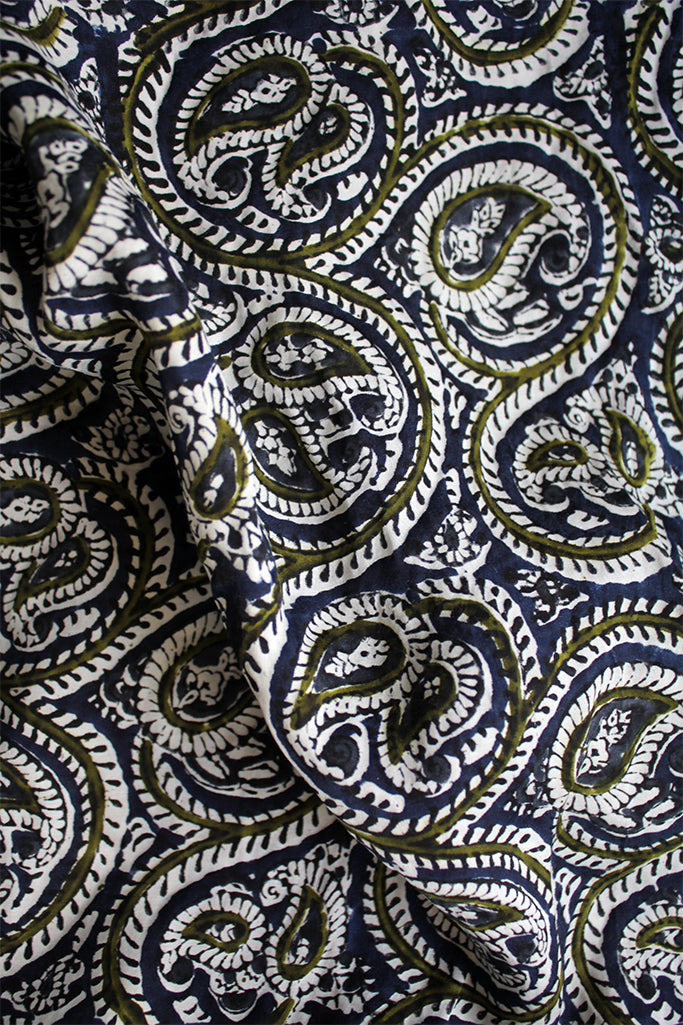 Azo Free Dye Block Print Silk Fabric