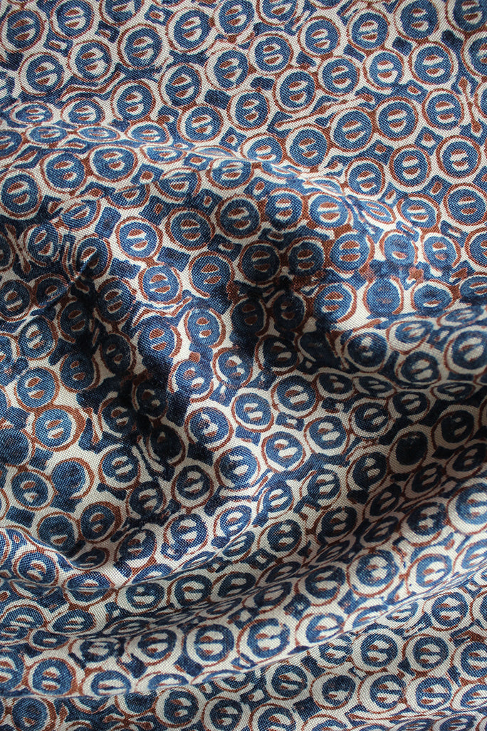 Natural Dye Block Print Silk Fabric