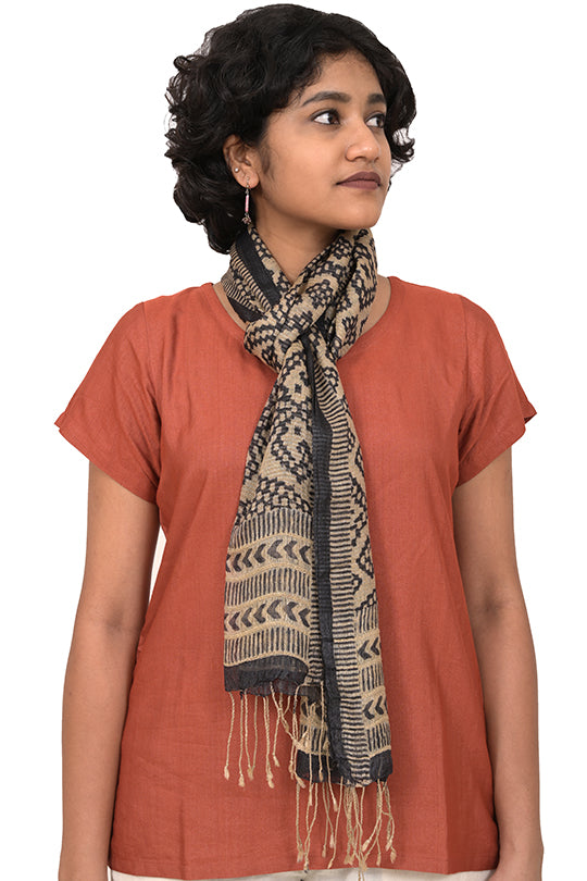 Natural Dye Block Print Silk Stole
