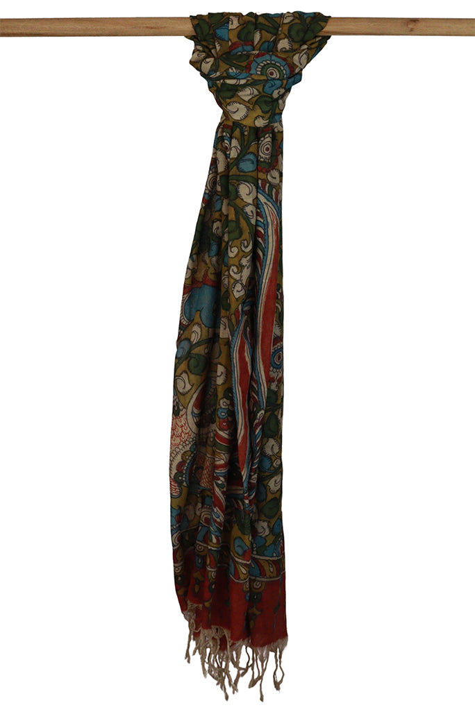 Natural Dye Hand-Painted Kalamkari Cotton Dupatta