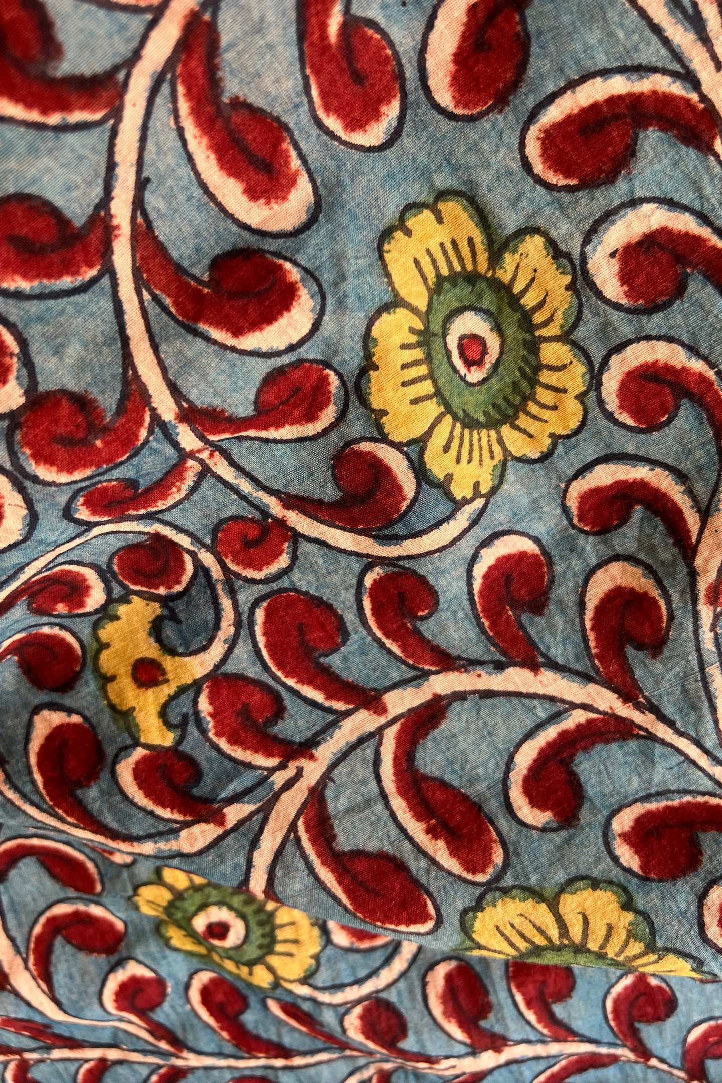 Natural Dye Hand-Painted Kalamkari Cotton Fabric