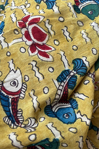 Natural Dye Hand-Painted Kalamkari Cotton Fabric