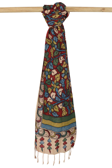 Natural Dye Hand-Painted Kalamkari Cotton Stole