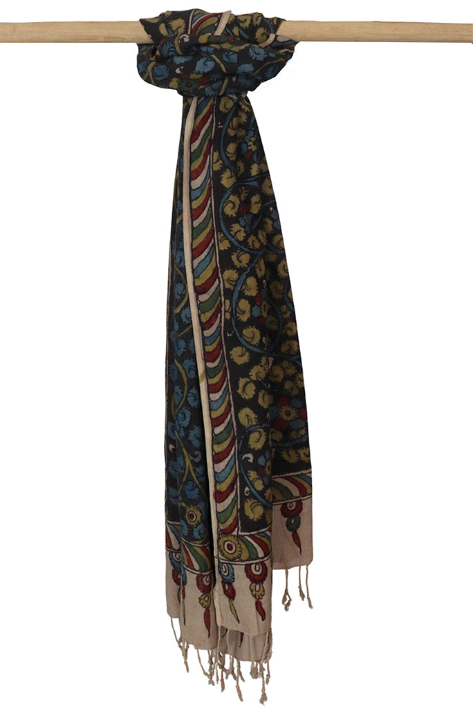Natural Dye Hand-Painted Kalamkari Cotton Stole