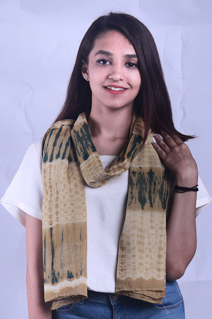 Natural Dye Shibori Cotton Stole