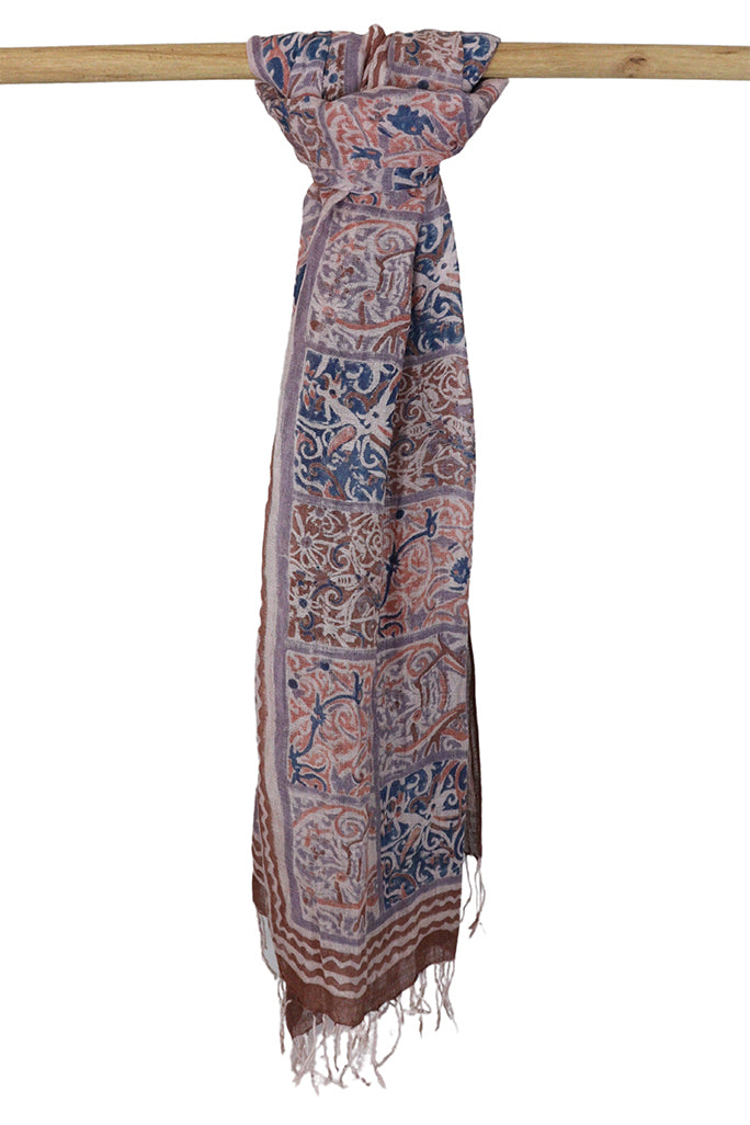 Natural Dye Block Print Linen Stole