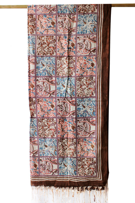Natural Dye Block Print Cotton x Silk Stole