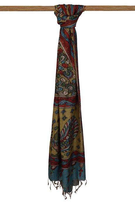 Natural Dye Hand-Painted Kalamkari Silk Dupatta