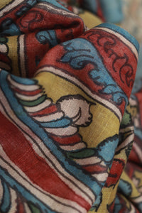 Natural Dye Hand-Painted Kalamkari Silk Dupatta