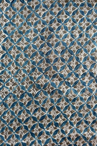 Natural Dye Block Print Silk X Cotton Fabric