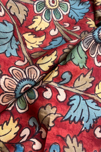 Natural Dye Hand-Painted Kalamkari Silk Fabric