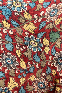 Natural Dye Hand-Painted Kalamkari Silk Fabric