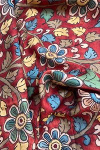 Natural Dye Hand-Painted Kalamkari Silk Fabric