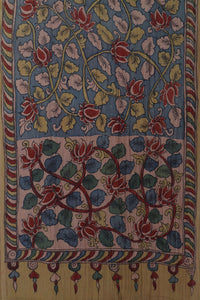 Natural Dye Hand-Painted Kalamkari Cotton x Silk Stole
