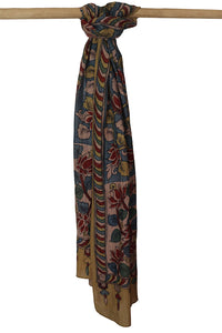 Natural Dye Hand-Painted Kalamkari Cotton x Silk Stole