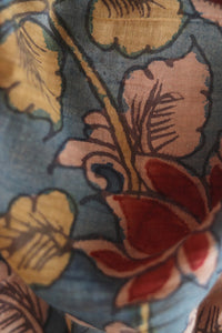 Natural Dye Hand-Painted Kalamkari Cotton x Silk Stole