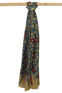 Natural Dye Hand-Painted Kalamkari Cotton x Silk Stole
