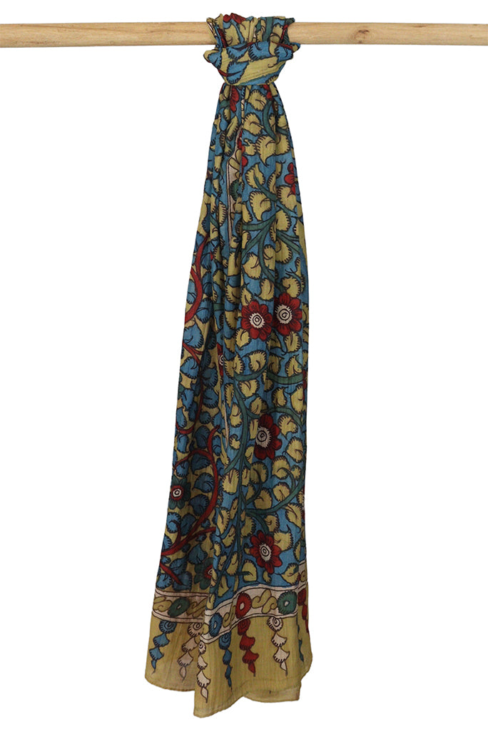 Natural Dye Hand-Painted Kalamkari Cotton x Silk Stole