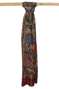 Natural Dye Hand-Painted Kalamkari Cotton x Silk Stole