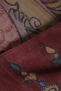 Natural Dye Hand-Painted Kalamkari Cotton x Silk Stole
