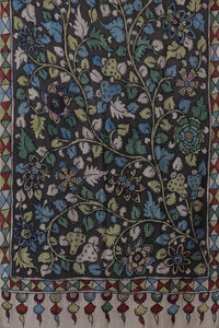 Natural Dye Hand-Painted Kalamkari Silk Stole