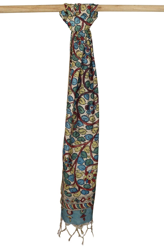Natural Dye Hand-Painted Kalamkari Silk Stole