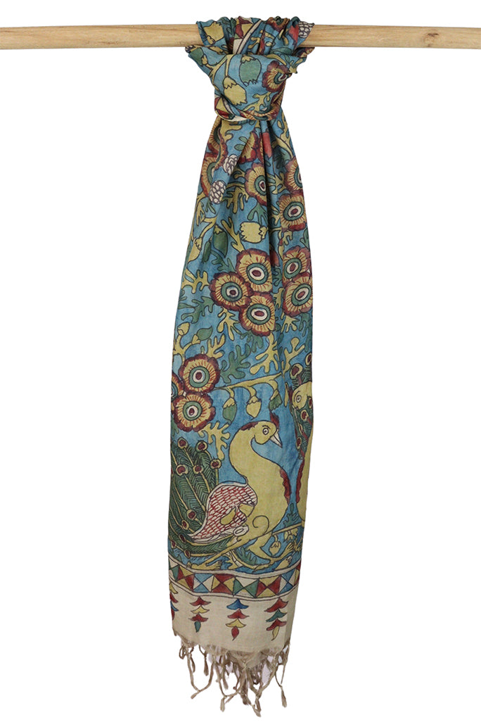 Natural Dye Hand-Painted Kalamkari Silk Stole