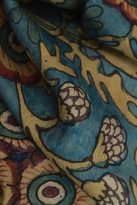 Natural Dye Hand-Painted Kalamkari Silk Stole