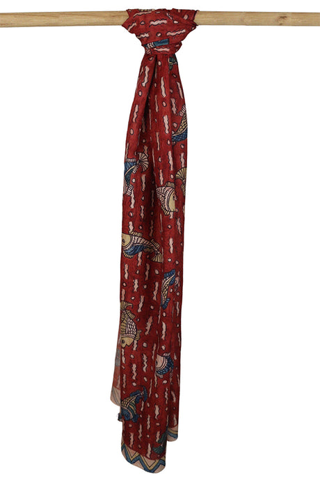 Natural Dye Hand-Painted Kalamkari Silk Stole
