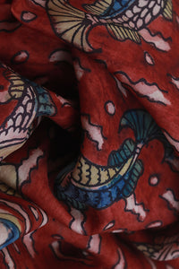 Natural Dye Hand-Painted Kalamkari Silk Stole