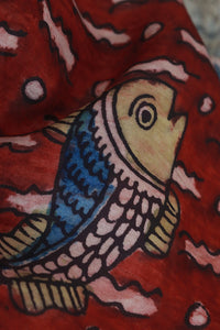 Natural Dye Hand-Painted Kalamkari Silk Stole