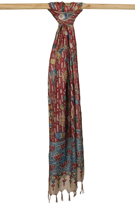 Natural Dye Hand-Painted Kalamkari Silk Stole
