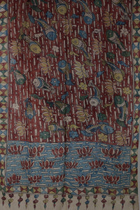 Natural Dye Hand-Painted Kalamkari Silk Stole