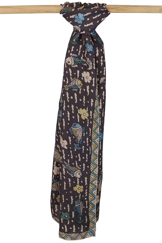 Natural Dye Hand-Painted Kalamkari Silk Stole