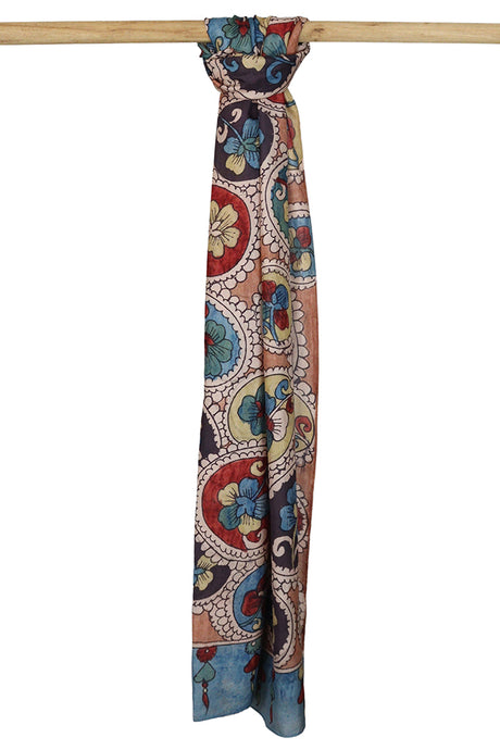 Natural Dye Hand-Painted Kalamkari Silk Stole