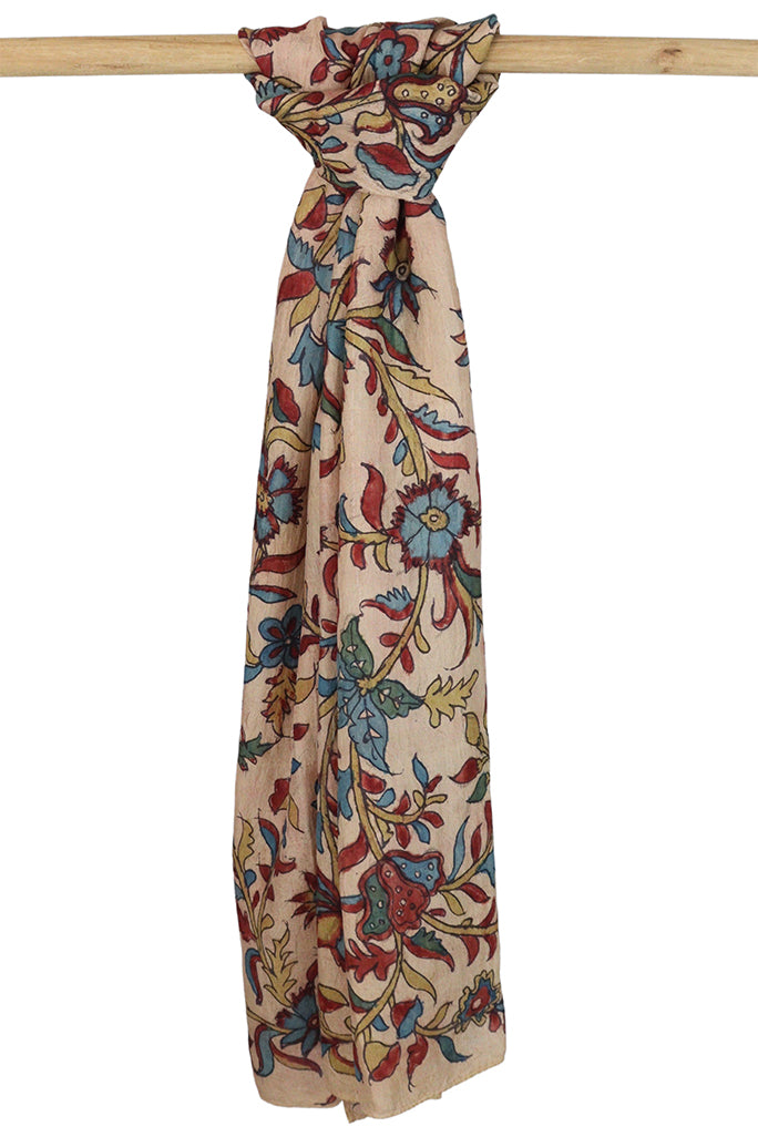Natural Dye Hand-Painted Kalamkari Silk Stole