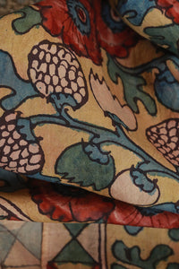 Natural Dye Hand-Painted Kalamkari Silk Stole