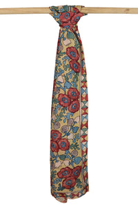 Natural Dye Hand-Painted Kalamkari Silk Stole