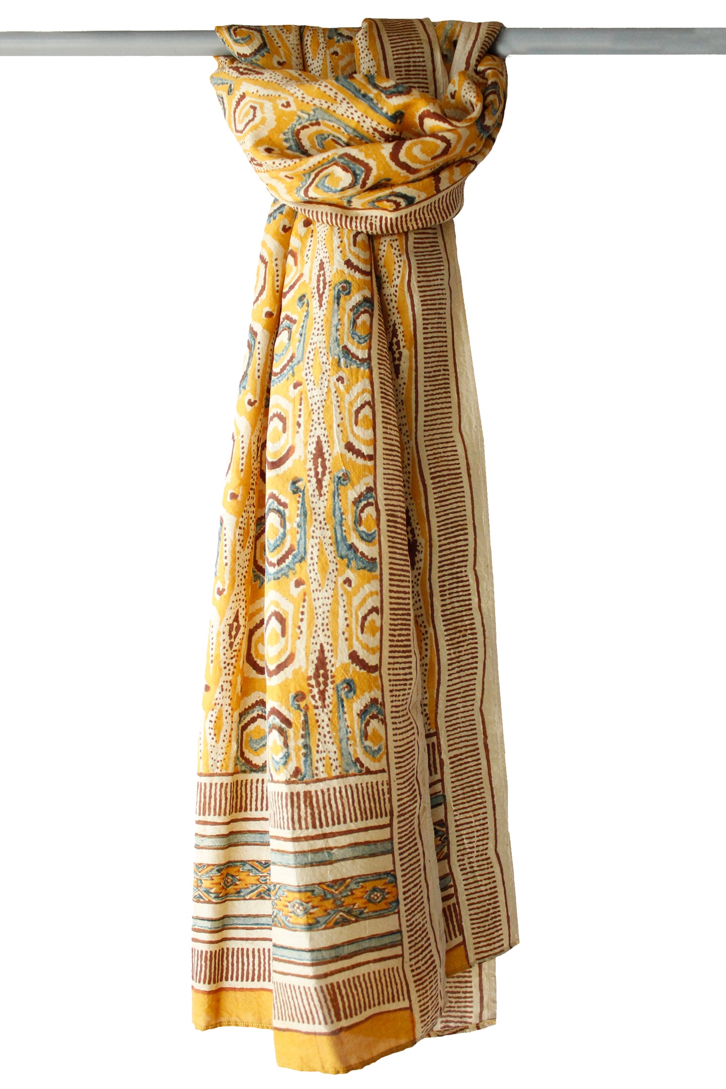Natural Dye Block Print Mulberry Silk Stole