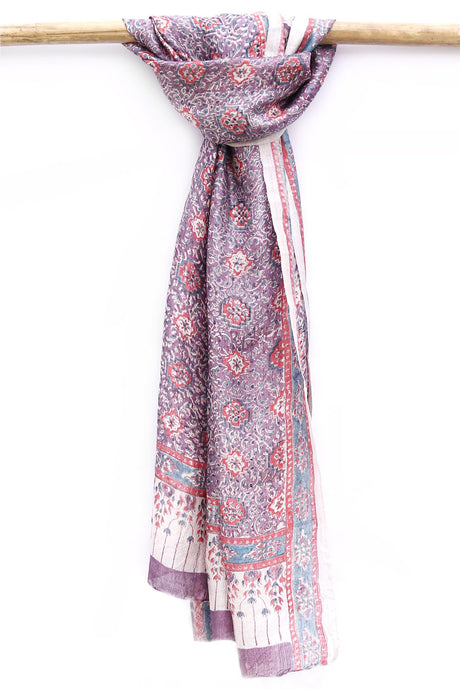 Natural Dye Block Print Mulberry Silk Stole