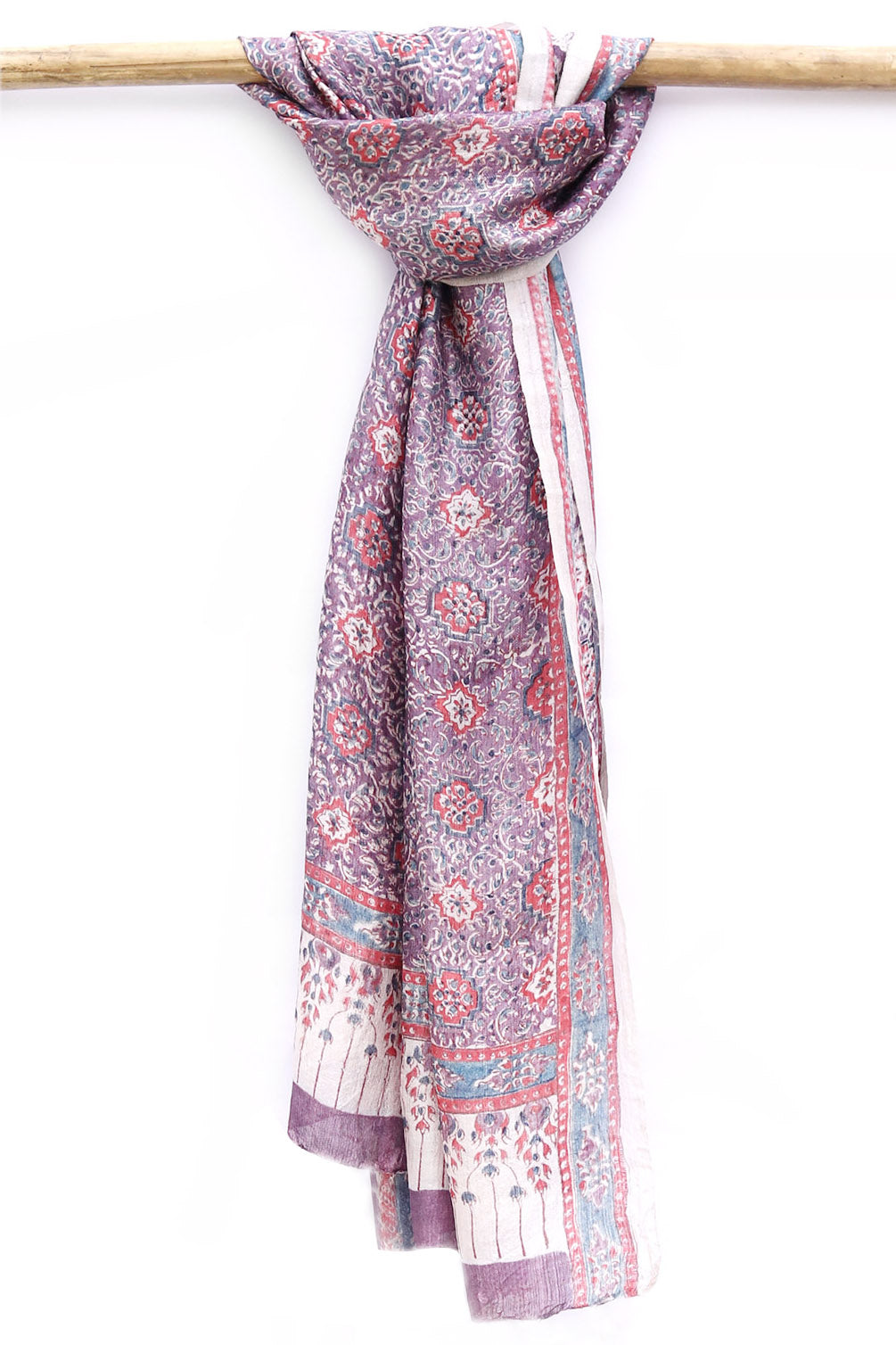 Natural Dye Block Print Mulberry Silk Stole